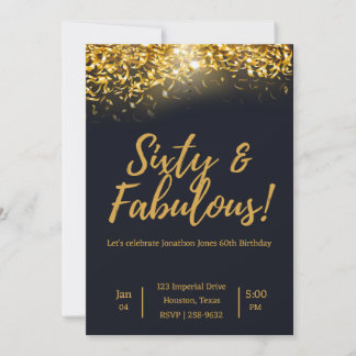 Elegant Gold Confetti auf dem Schwarzen Meer | 60. Einladung