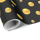 Elegant Gold Confetti auf dem Schwarzen Meer Geschenkpapier (Rolleneckpunkt)