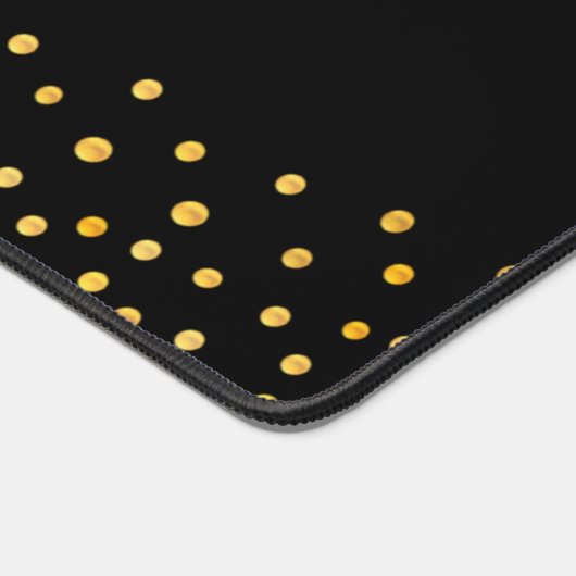 Elegant Gold Confetti auf dem Schwarzen Meer Schreibtischunterlage (Ecke)