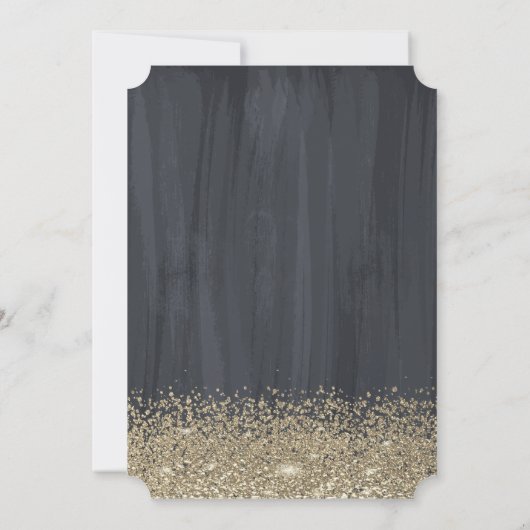 Elegant Gold Confetti Diamonds Black Sweet 16 Einladung (Rückseite)