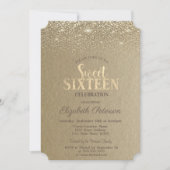 Elegant Gold Confetti Diamonds Kraft Sweet 16 Einladung (Vorderseite)