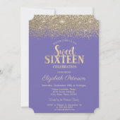 Elegant Gold Confetti Diamonds Lavander Sweet 16 Einladung (Vorderseite)