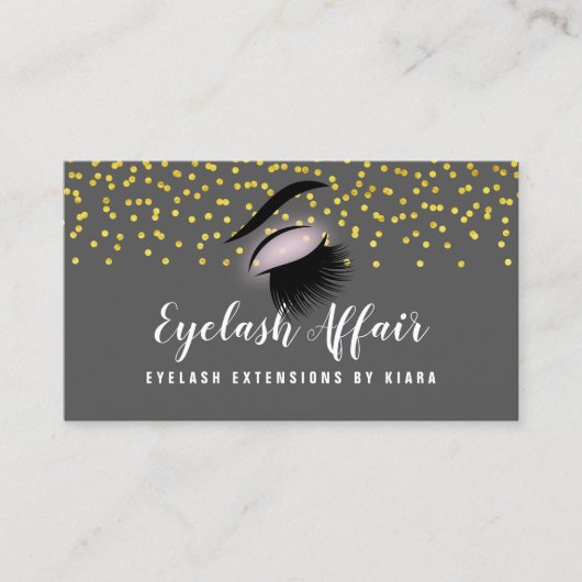 Elegant Gold Confetti Eyelash Extensions Terminkarte (Vorderseite)