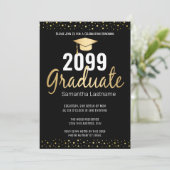 Elegant Gold Confetti Graduate Class of 2022 Einladung (Stehend Vorderseite)
