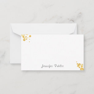 Elegant Gold Confetti Handwriting Mit Monogramm Mitteilungskarte