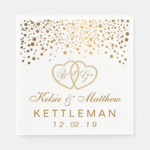 Elegant Gold Confetti im weißen Hintergrund Serviette