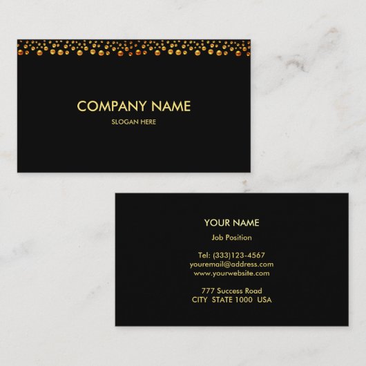 Elegant Gold Confetti Look Visitenkarte (Vorne/Hinten)