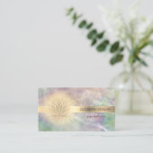 Elegant Gold Confetti, Lotus, Holografischer Opal Visitenkarte (Stehend Vorderseite)