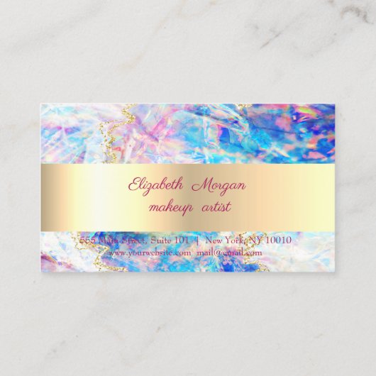 Elegant, Gold, Confetti, Opal-Holografie Treuekarte (Rückseite)