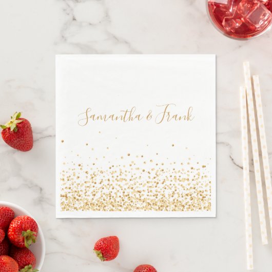 Elegant Gold Confetti Personalisiert Serviette (Beispiel)