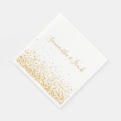 Elegant Gold Confetti Personalisiert Serviette (Ecke)