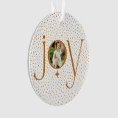 Elegant Gold Confetti Polka Dot Pattern Joy Foto Ornament (Vorderseite)