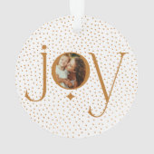 Elegant Gold Confetti Polka Dot Pattern Joy Foto Ornament (Rückseite)