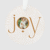 Elegant Gold Confetti Polka Dot Pattern Joy Foto Ornament (Vorderseite)