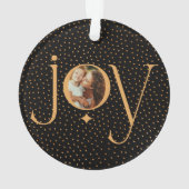 Elegant Gold Confetti Polka Dot Pattern Joy Foto Ornament (Rückseite)