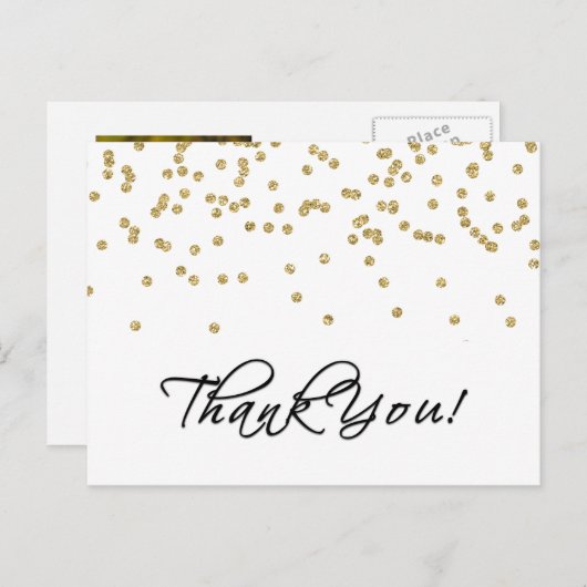 Elegant Gold Confetti Polka Dots Foto Vielen Dank! Postkarte (Vorne/Hinten)