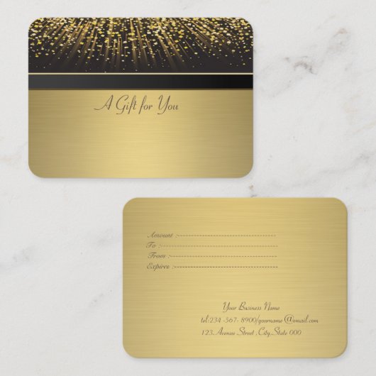Elegant Gold Confetti Rabattkarte (Vorne/Hinten)