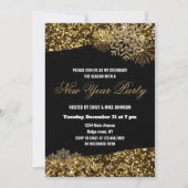 Elegant Gold Confetti Snowflakes New Year Party Einladung (Vorderseite)