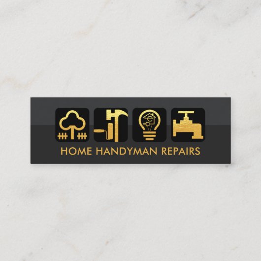 Elegant Gold Contractor's Handyman Tools Mini Visitenkarte (Vorderseite)