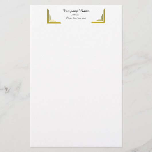Elegant Gold Corner Border Professional Stationery Briefpapier (Vorderseite)