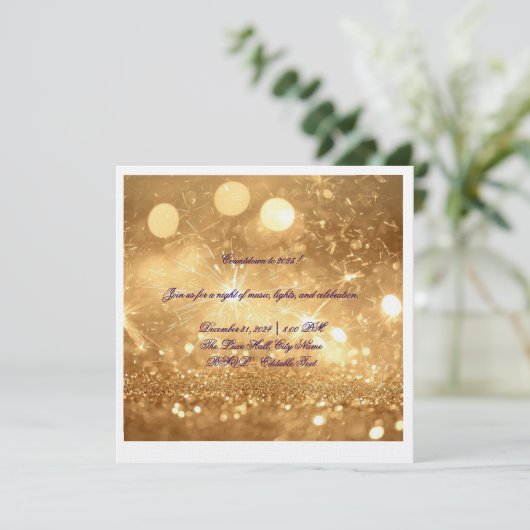 Elegant Gold Countdown New Year 2025 Invitation Einladung (Stehend Vorderseite)