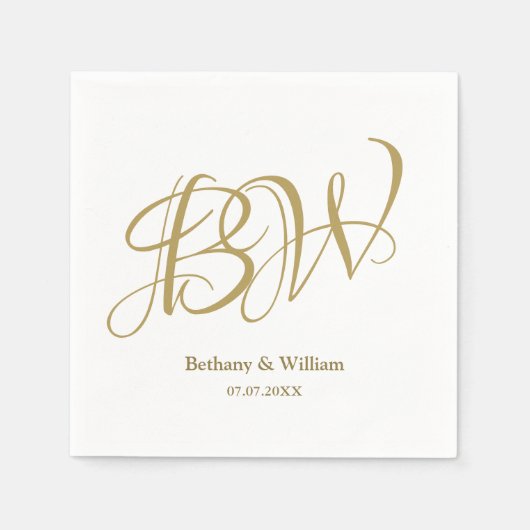 Elegant Gold Couples Monogram Names Initials Napki Serviette (Vorderseite)