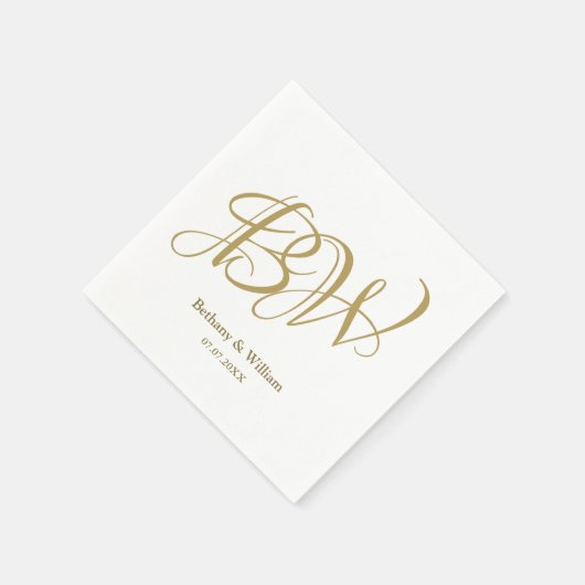 Elegant Gold Couples Monogram Names Initials Napki Serviette (Ecke)