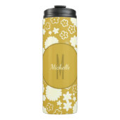 ELEGANT GOLD CREME BLUME MONOGRAM GOLDENE FLÜSSE THERMOSBECHER (Vorderseite)