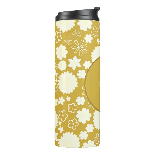 ELEGANT GOLD CREME BLUME MONOGRAM GOLDENE FLÜSSE THERMOSBECHER (Nach links gedreht)