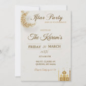 Elegant Gold Crescent Moo, Ramadan Iftar Party  Einladung (Vorderseite)