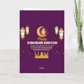 Elegant Gold Crescent Ramadan Mubarak Greeting Karte (Rückseite)