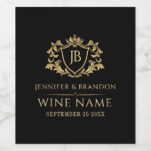 Elegant Gold Crest Frame Wine Label Weinetikett (Einzelnes Label)