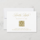 Elegant Gold Crest Logo Wedding QR Code RSVP Karte (Vorderseite)
