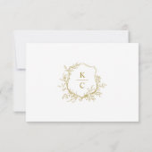 Elegant Gold Crest Logo Wedding QR Code RSVP Karte (Rückseite)