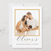 Elegant Gold Cross Baby´s Baptism Photo Script Dankeskarte (Vorderseite)