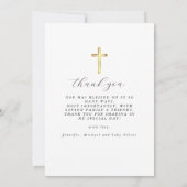 Elegant Gold Cross Baby´s Baptism Photo Script Dankeskarte (Rückseite)