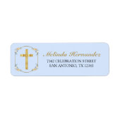Elegant Gold Cross Blue Floral 1. Heilige Kommune (Vorne)