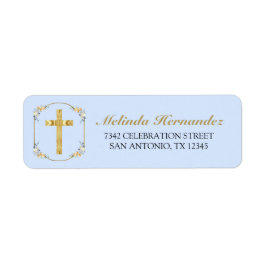 Elegant Gold Cross Blue Floral 1. Heilige Kommune