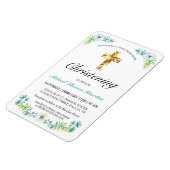 Elegant Gold Cross Boy's Blue Christening Magnet (Linke Seite)