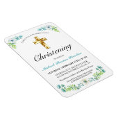 Elegant Gold Cross Boy's Blue Christening Magnet (Rechte Seite)