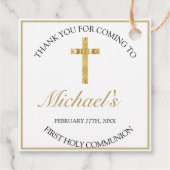 Elegant Gold Cross First Holy Communion White Geschenkanhänger (Rückseite)