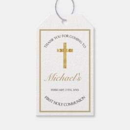 Elegant Gold Cross First Holy Communion White Geschenkanhänger