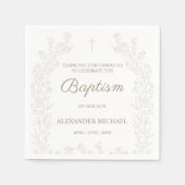 Elegant Gold Cross Floral Christian Baptism Serviette (Vorderseite)