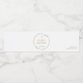 Elegant Gold Cross Greenery wreath Baptism custom Wasserflaschenetikett (Einzelnes Label)