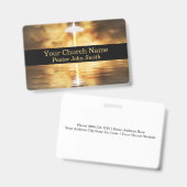 Elegant Gold Cross Water Reflection Church  Ausweis (Vorder- & Rückseite)