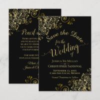 Elegant Gold Curls Filigree auf der Black Wedding