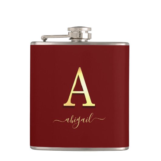 Elegant Gold Custom Monogram A Name Flachmann (Vorderseite)