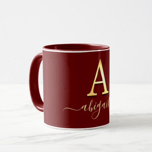 Elegant Gold Custom Monogram A Name Tasse (Vorderseite Links)