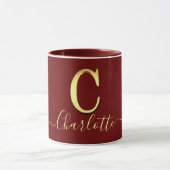 Elegant Gold Custom Monogram C Name Tasse (Zentrum)