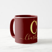Elegant Gold Custom Monogram C Name Tasse (Vorderseite Links)